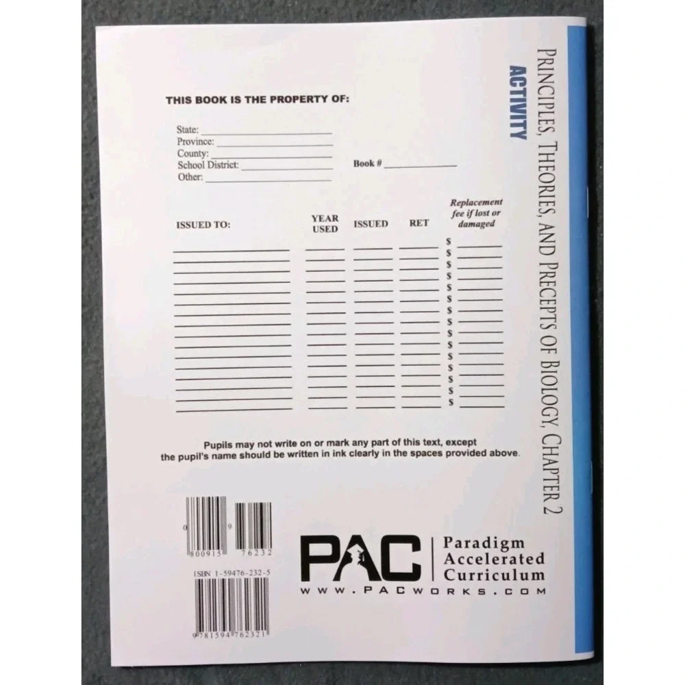 PAC - Principles, Theories and Precepts of Biology - Chapter 2 Activity **NEW**